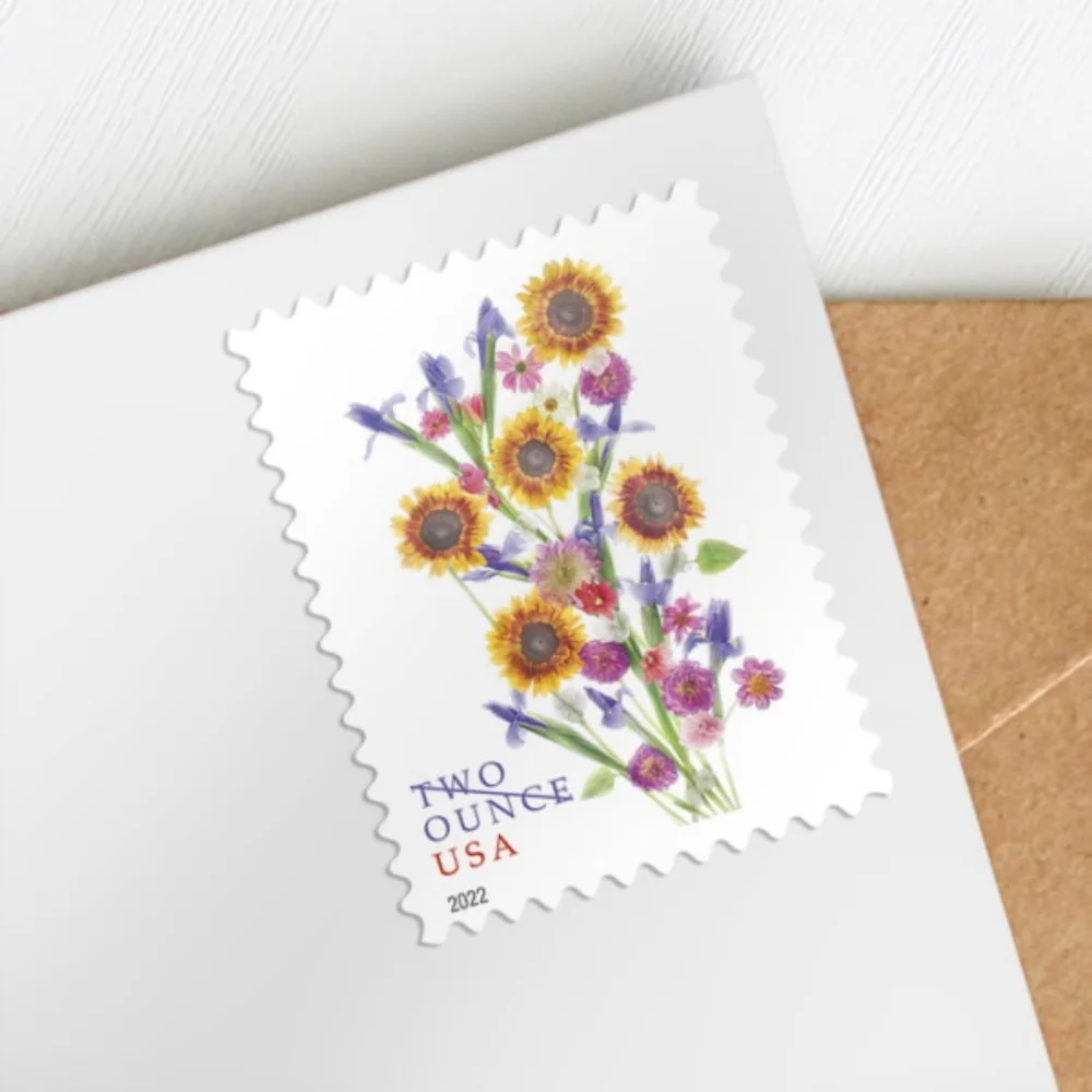 100 Sunflower‎ Bouquet Forever 2 Ounce Postage Stamps USPS Wedding Invitations